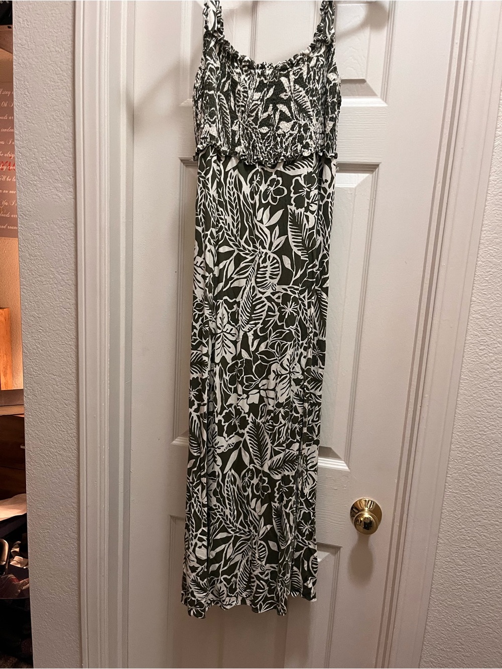 Women’s Olive Green and White Floral Maxi Skirt